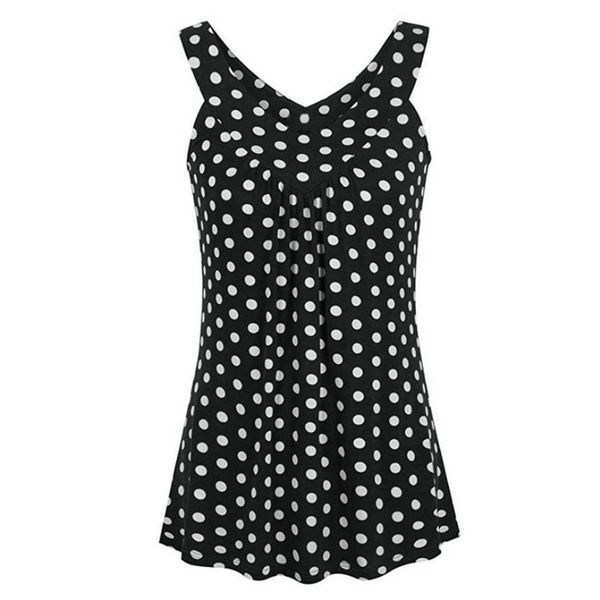 

doudoulu 2019 women ladies halter v neck sleeveless women polka dot printed blouse black and blouses #ss, White