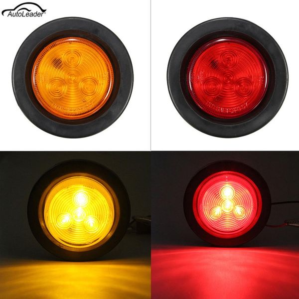 

10-30v amber/red truck trailer 2'' round side marker 4 led light signal lamp reflectors truck side mark indicator warning lights