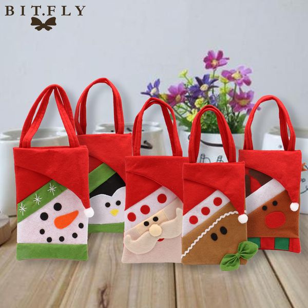 

1pcs non woven christmas snowman eik bear penguin hangbag chocolate candy gift bags for new year festival home party supply