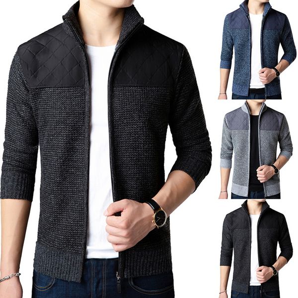 

vogue sweater men autumn winter sweatercoats male thick faux fur wool mens sweater jackets casual zipper knitwear size -3xl, White;black