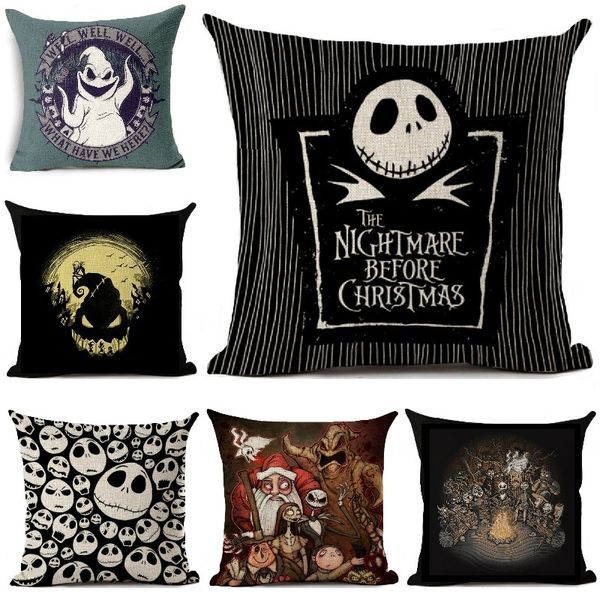 Halloween Cartoon Skull Jack Cushion Cover Nightmare Before