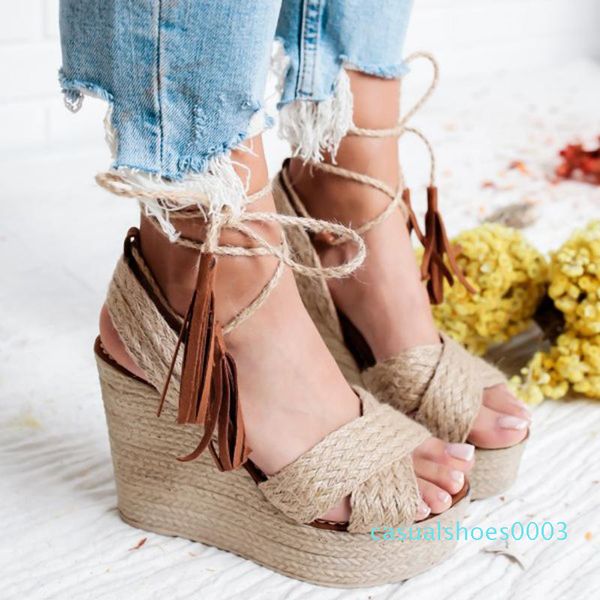 

women ladies sandals wedges shoes woman fashion casual big size buckle bohemian wedges sandals roman shoes sandalia feminina c03, Black