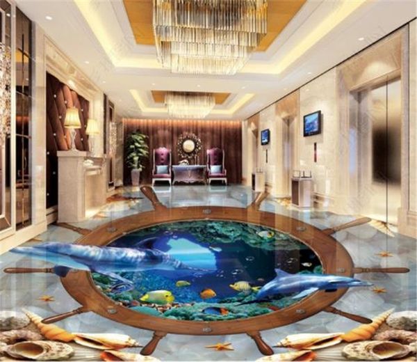 

пользовательские retail 3d восхитительный подводный мир 3d пола украшение mural