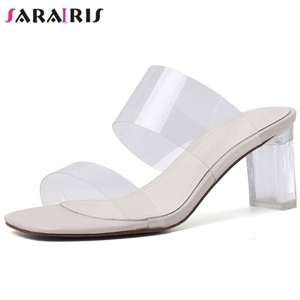 

dress shoes sarairis pvc open toe clear heel pumps women party ladies summer, Black