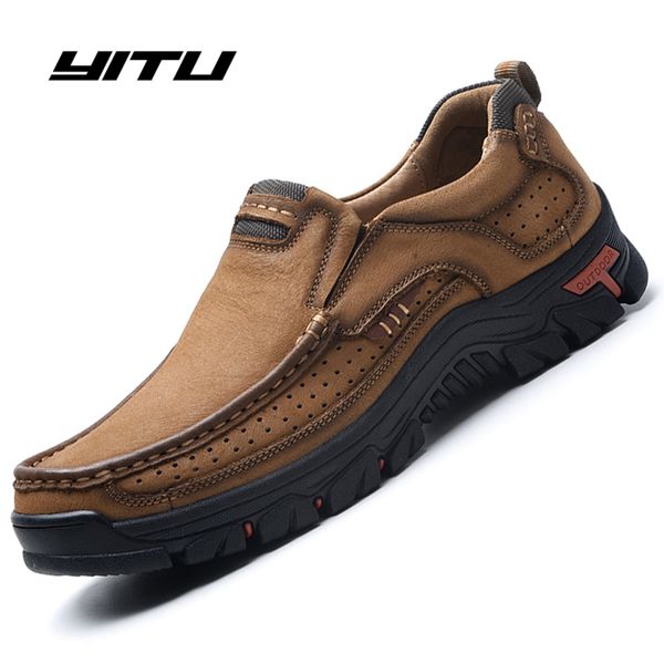 

genuine leather men flats loafers size 38-48 cow leather business men shoes outdoor sneakers male casual shoes, Black