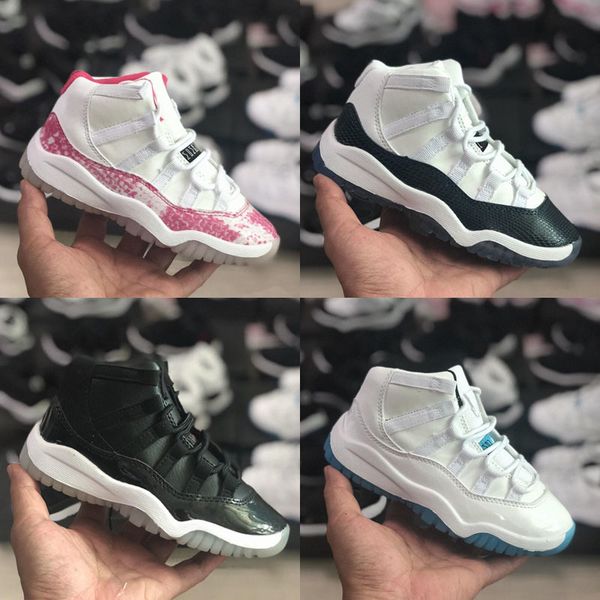 

kids 11 11s space jam bred concord gym red air basketball shoes children boy girls white pink midnight navy sneakers toddlers birthday gift, Black