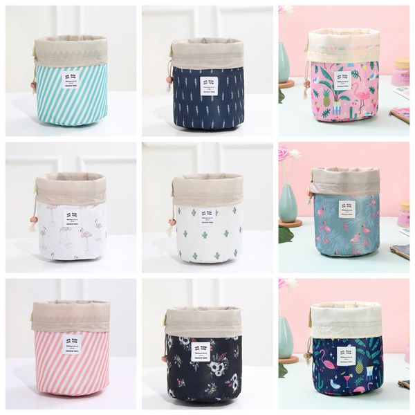 

женщины косметичка фламинго печати макияж сумки бочкообразная сумка для хранения шнурок дорожная сумка всякая всячина туалетные сумки мыть м, Blue;pink