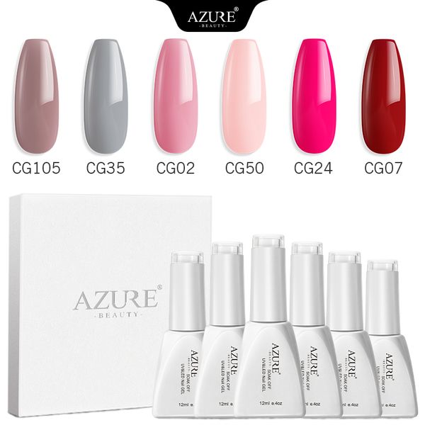 

beauty 6pcs/lot gel nail polish with box packing soak off nail art hybrid led gel lacquer long lasting uv polish kit, Red;pink
