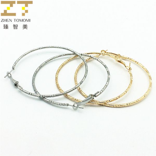 

2019 new trendy silver plated/ gold color fashion brincos bijoux wholesale round large circle hoop earrings women jewelry, Golden;silver