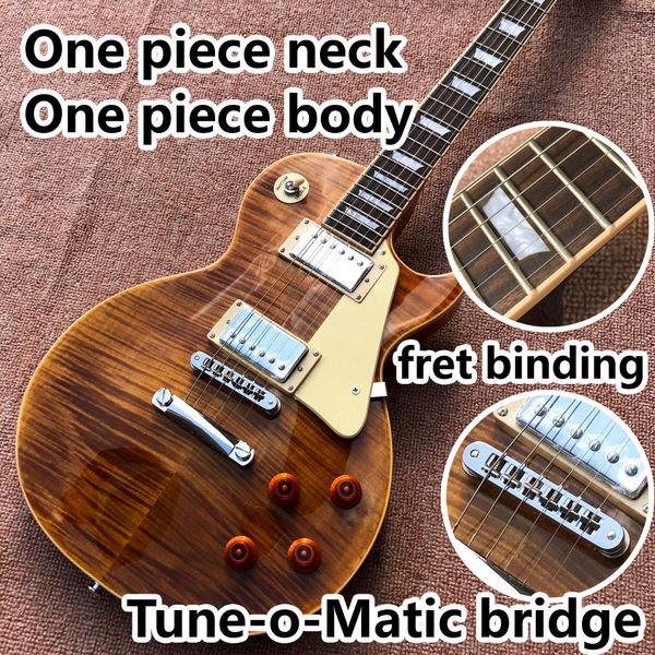 

одна часть шеи одна часть тела электрической гитары в Санберст, Upgrade Tune-O-Matic мост гитара Tiger Flame гитара