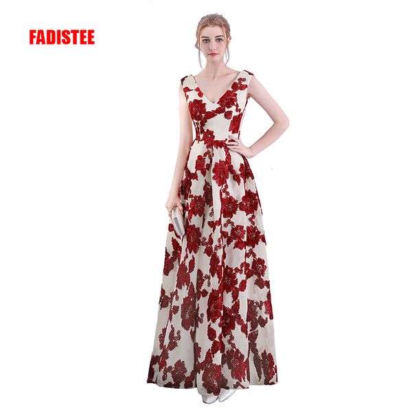 

новое поступление элегантные вечерние платья вечерние платья vestido де феста длинное платье выпускного вечера кружева цветы v-образным выре, Black;red