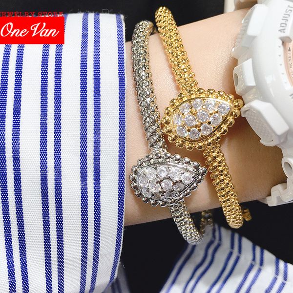 

2020 special design water drop cubic zirconia stone copper metal women's bracelet women's bracelet, Black