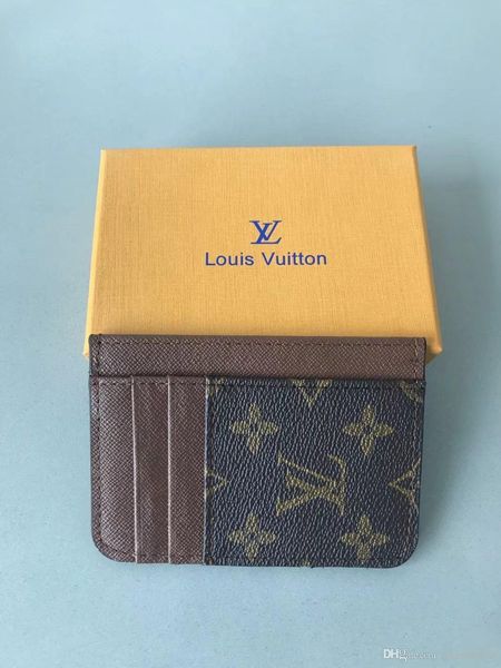 

Leather luxury men hort wallet for women men coin pur e clutch bag card holder with yellow box, Brown;gray