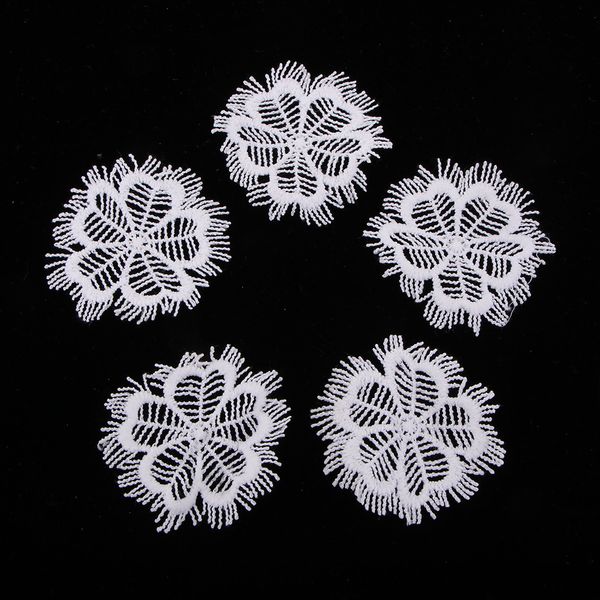 

5pcs cotton embroidered flower patches appliques for clothes dress bag decor, Black
