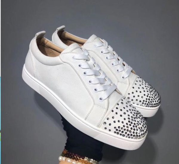 

designer sneakers low cut spikes flats shoes red bottom for men and women leather sneakers party designer shoes mx05, Black