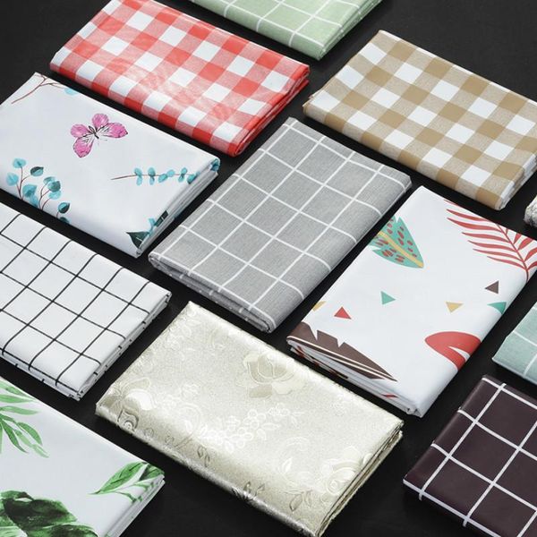 

pvc waterproof tablecloth simple plaid pattern round table cloth plastic oilproof table cloth home decor manteles toalha de mesa y200421