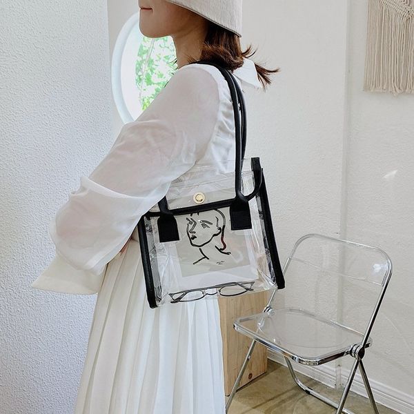 

jelly package postman package shoulder postman pvc transparent women's simple messenger bag 2020 shoulder bag, White