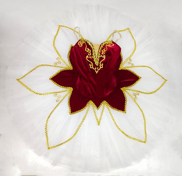 

stage wear professional tutu women white burgundy peach velvet child ballet costume white black classical tutu kids ballet dance wear purple, Black;red