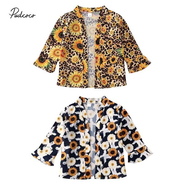 

2020 boho sunflowr 1-6y kids cardigans baby girls flower print blouse spring new long sleeve clothes holiday thin coat, Blue;gray