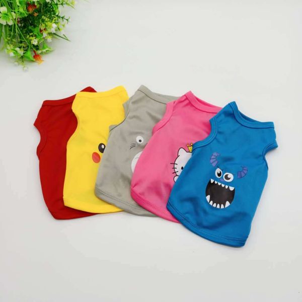 

cartoon pet dog clothes summer cotton puppy t shirt clothing for small dogs chihuahua french bulldog shirt vest cat costume coat