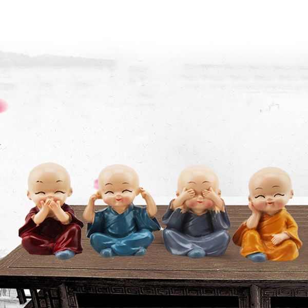 

creative resin small ornaments four are not young monks shaolin kungfu kid small shami car jewelry ornaments 4pcs