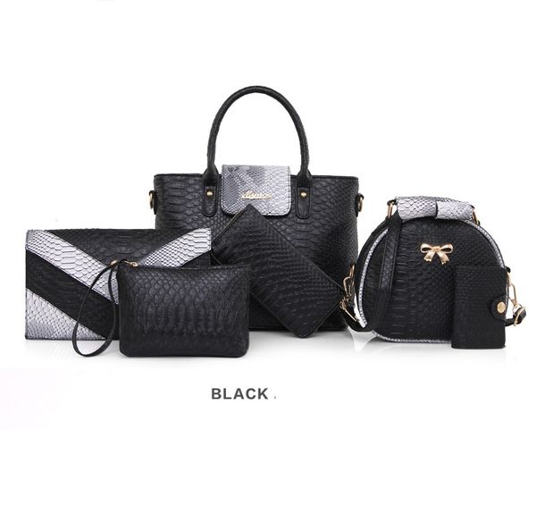 

fashion ladies new summer leisure bag european and american style design snake pattern shoulder bag six-piece ladies bag wholesale