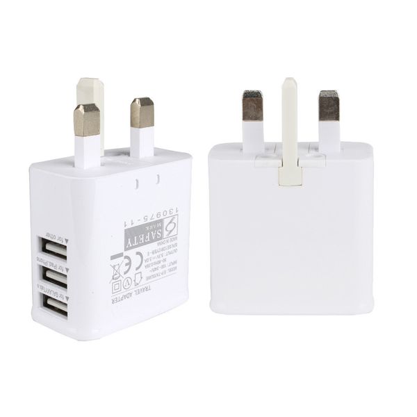 

uk plug 3-port usb quick charge universal 5v 2.4a mobile phone fast charger charging for samsug s8 s9 huawei ipad @2