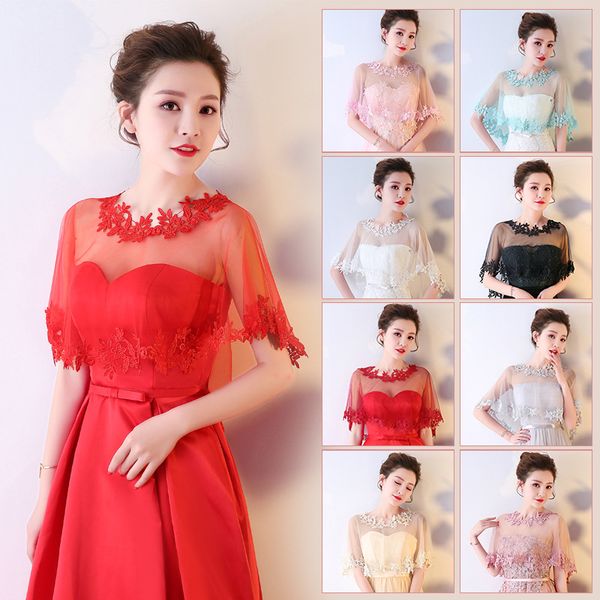 

2020 new red black white autumn wedding jackrt embroidery bolero bridal wrap bridal shawl wedding accessaries