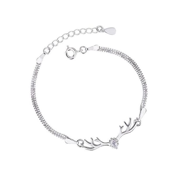 

christmas 925 stamped women silver zircon reindeer chain bracelet femmel argent girl wristband tiny fashion braclet bileklik zxg-fb5, Golden;silver