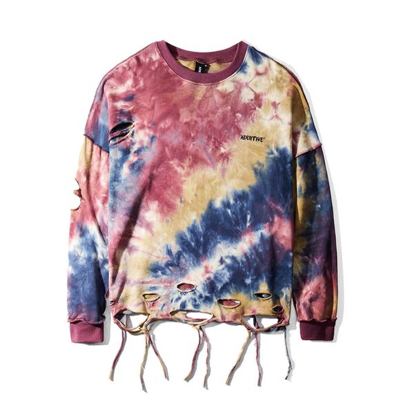 

hole colorful dyeing print washed xxxtentacion mens hoodies harajuku streetwear stranger thing sweatshirts sudaderas hoodie, Black