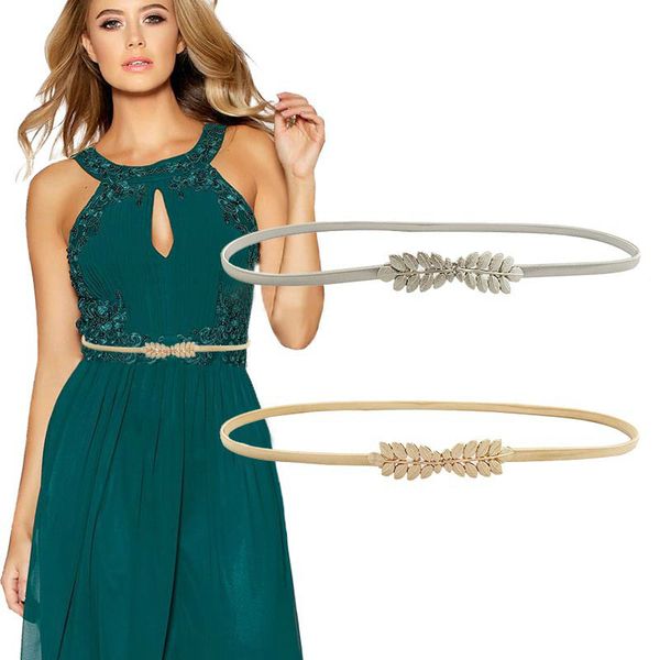 

elastic belts women girl stretch skinny waist belt flower leaf shape women fashion belt hip high waist gold narrow metal chain, Black;brown