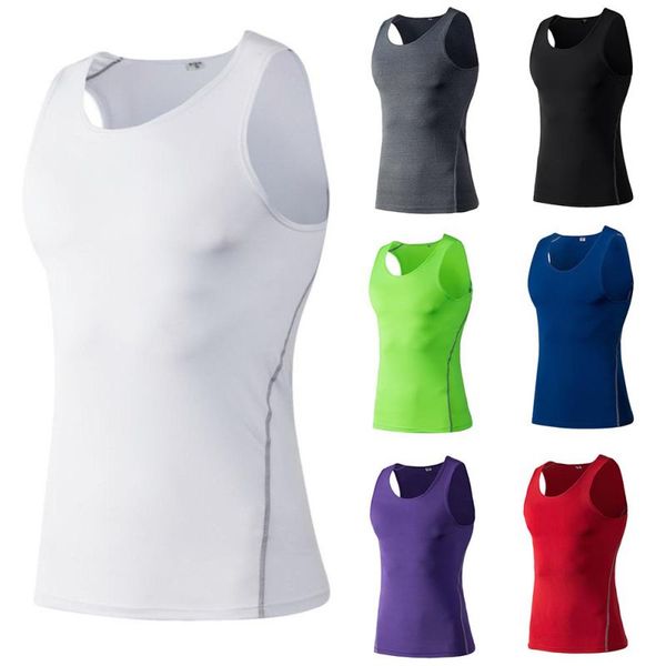

gym running vest men's training tight vest basketball fitness running quick-drying breathable clothes, Black;blue