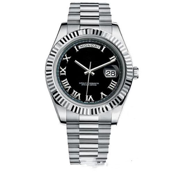 

day date mens watch diamond sapphire glass mechanical 41mm men watches stainless steel male wristwatches, Slivery;brown