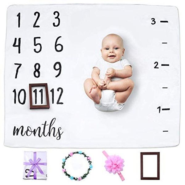 

120 * 100 cm Newborn print milestone blanket single fleece baby blanket baby month blanket Newborn gift photo background
