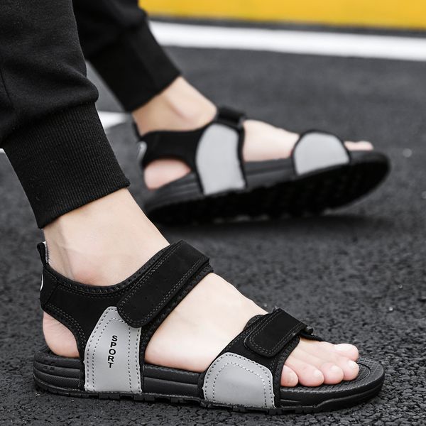 

fashion sandals men outdoor comfortable zapatos hombre summer men beach shoes breathable comfortable fashion shoes 2020, Black