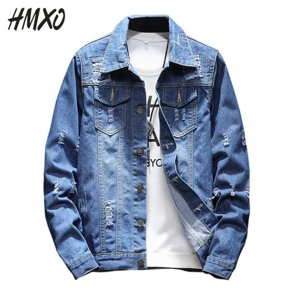 

hmxo 2020 новая мода мужская изношенные дизайн джинсовой куртки в стиле ретро джинсы куртка повседневная уличная одежда мужская одежда больш, Black;brown