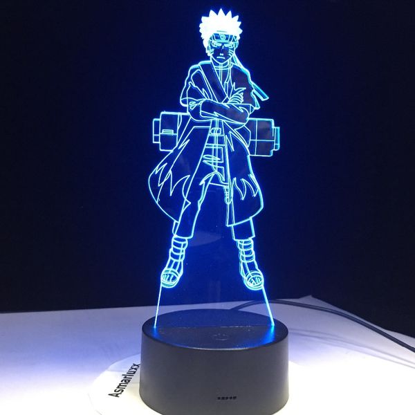 

naruto anime 3d led visual touch button usb table lamp figure night light kids 7 colors change home decor lighting gift