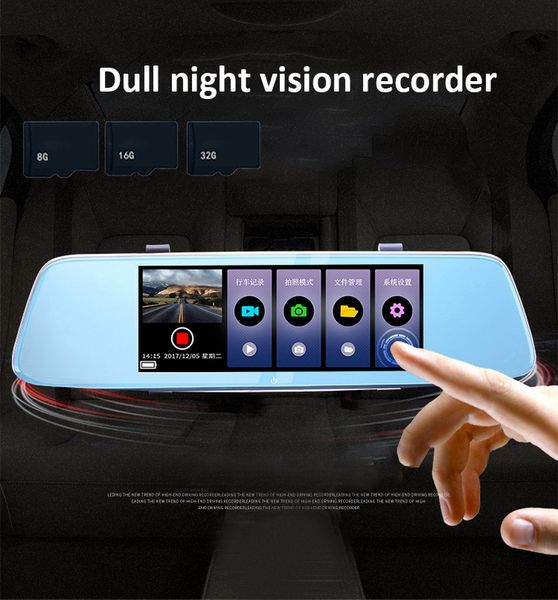 

tospra car dvr camera full hd 1080p video recorder auto registrar dash cam dual lens touch screen rear view mirror camera