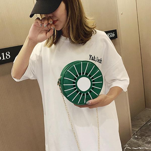 

women round crossbody bags chain ladies pu candy color fruit small shoulder bag pu leather women round shoulder tote bags