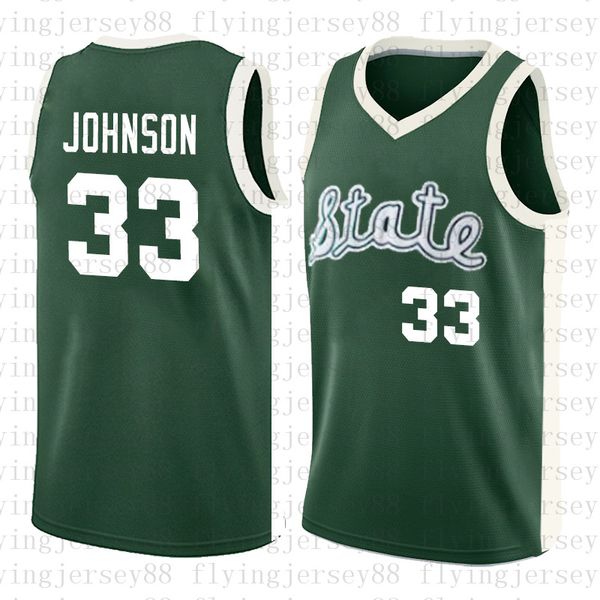 

NCAA Michigan State Spartans #33 Earvin Johnson Magic LA Green White College 33 Larry Bird High School Basketball Jersey Stitched Shirts 10