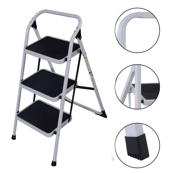 

new protable 3 step ladder folding non slip safety tread heavy duty industrial home