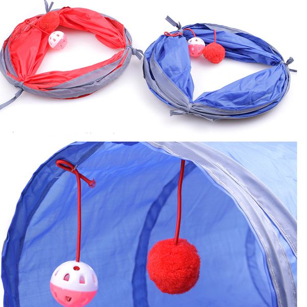 

foldable cat tunnel pet cat tent pet supplies toy portable solid color cat rabbit tube road training toy with 2 catching balls