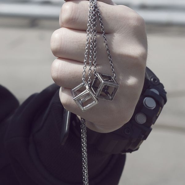 

vintage geometric necklace stainless steel men necklace ancient link curb chains hip hop jewelry pendant men, Silver