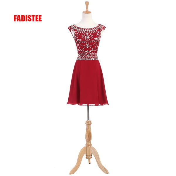 

новое прибытие коктейль роскошное короткое платье совок шеи v-образным вырезом назад рукава платье vestido де noiva кристалл шифоновое плать, Black