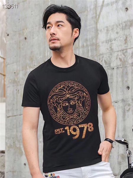 

mens versace париж medusa мерсеризованного хлопок est 1978 tshirt crewneck с коротким рукавом летом tee дышащего жилет рубашка streetwear ts, White;black