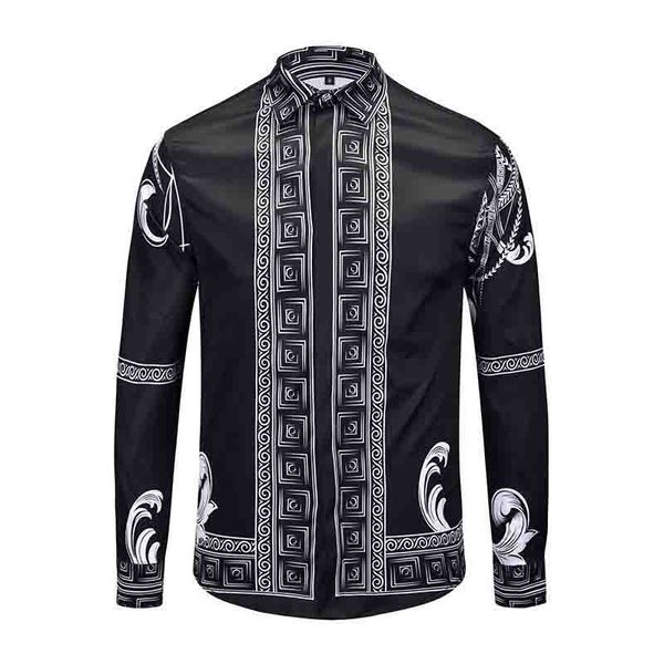 

fashion men's shirts luxury mens business casual shirt men dress shirts long sleeved slim fit shirts men medusa shirt, White;black