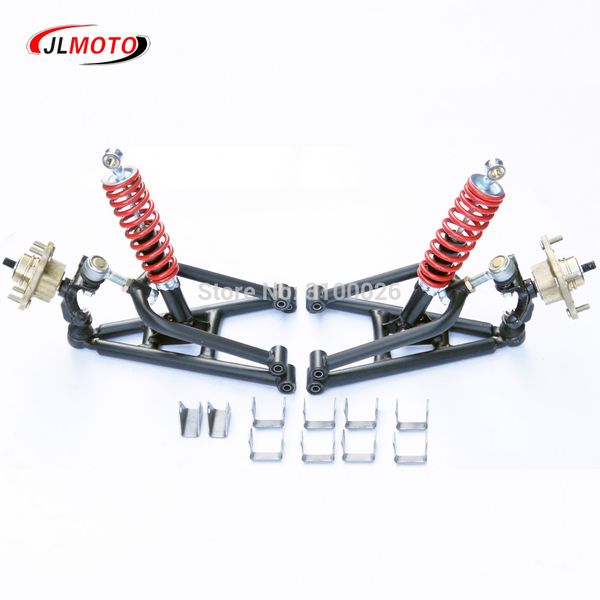 

1set front suspension swingarm upper/lower a arm steering strut knuckle spindles with brake disc whee hubs fit for diy atv parts