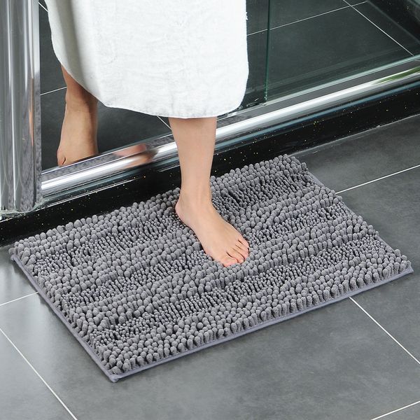 

super absorbent bath mat next to tub soft chenille bathroom floor carpet anti-slip shower room doormat soft foot pad for bedroom