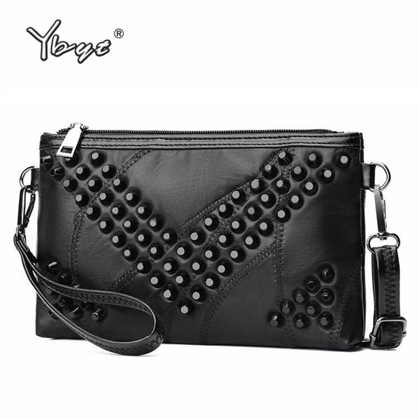 

ybyt vintage rivet messenger bags for women patchwork pu leather envelope shoulder bag solid handbags lady crossbody bag clutch