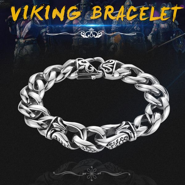 

316l stainless steel wholesale price punk bracelet nordic viking jewelry for man drop shipping fashion jewelry lbc8-006, Black
